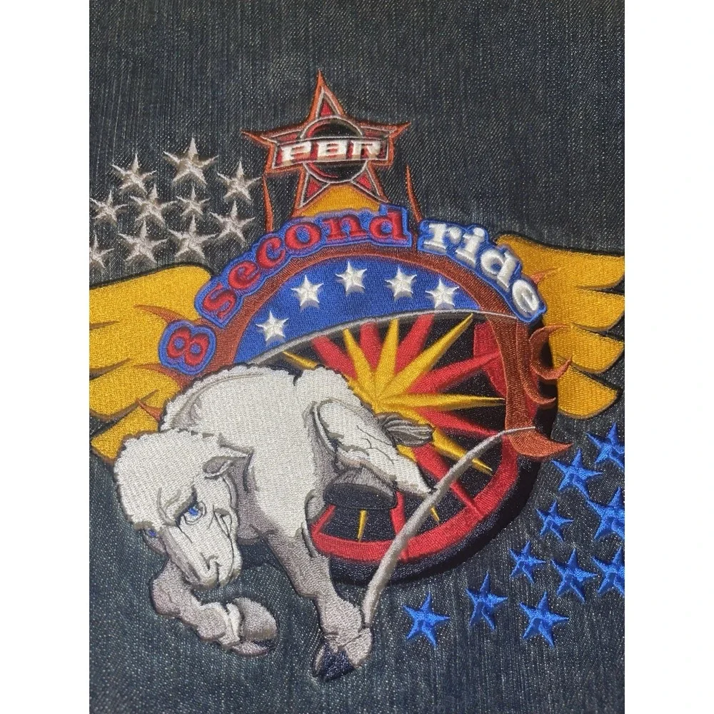 CRIPPLE CREEK Youth PBR 8 Second Ride Lined Denim Jacket Size‎ XL